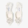 Mimmi Sling Back 50 Latte Shiny Nappa Leather Slingbacks with Lace Corsage