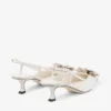 Mimmi Sling Back 50 Latte Shiny Nappa Leather Slingbacks with Lace Corsage