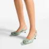 Mimmi Sling Back 50 Verde Shiny Nappa Leather Slingbacks with Jimmy Choo Perforated Nappa Lace Corsage