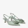 Mimmi Sling Back 50 Verde Shiny Nappa Leather Slingbacks with Jimmy Choo Perforated Nappa Lace Corsage