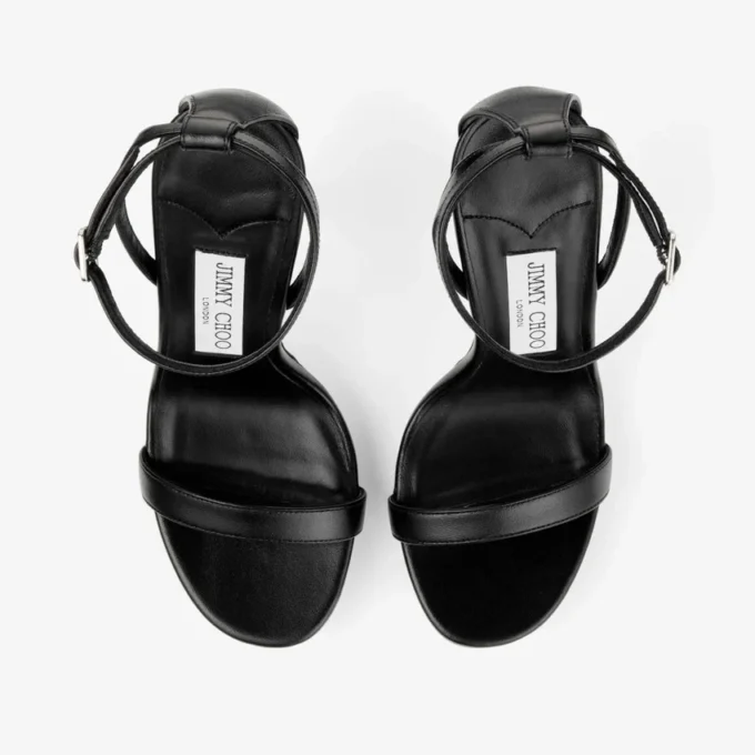 Moza Platform 120 Black Shiny Nappa Leather Sandals