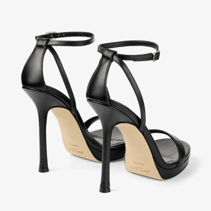 Moza Platform 120 Black Shiny Nappa Leather Sandals