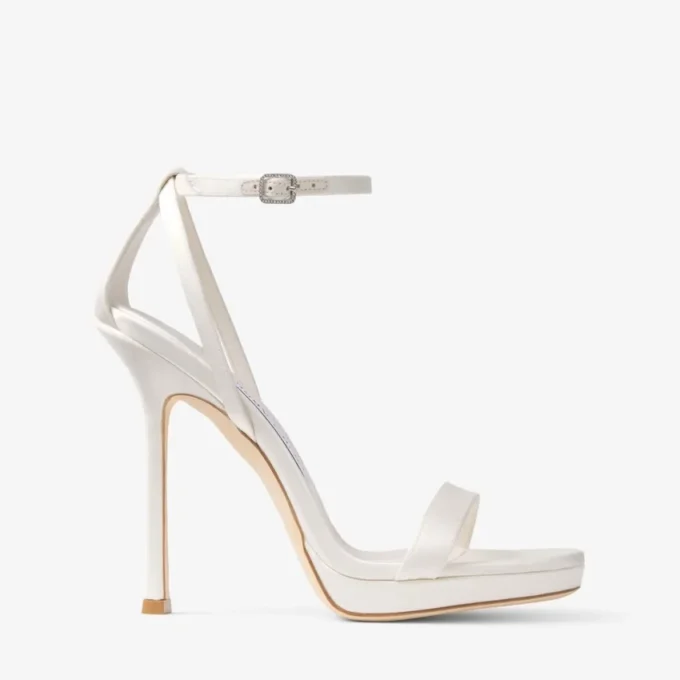 Moza Platform 120 Ivory Satin Sandals