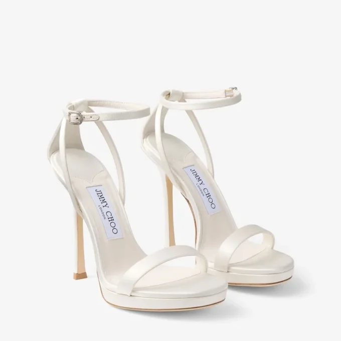 Moza Platform 120 Ivory Satin Sandals