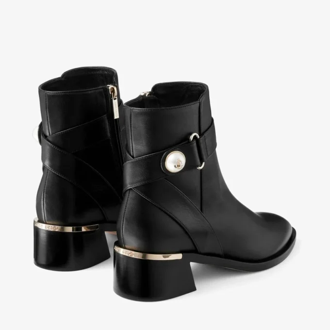 Noor 45 Black Leather Ankle Boots