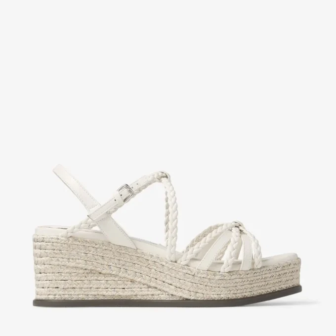 Nyra 60 Latte Nappa Leather Sandal Wedges
