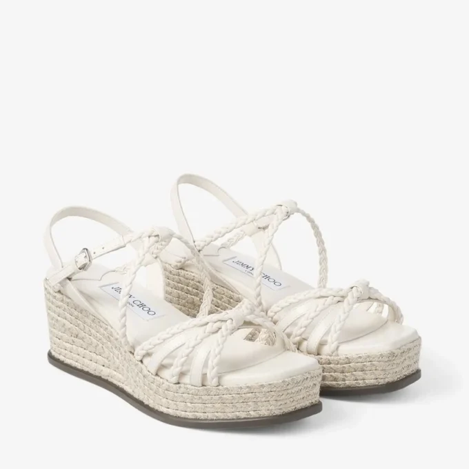 Nyra 60 Latte Nappa Leather Sandal Wedges