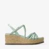 Nyra 60 Verde Nappa Leather Sandal Wedges