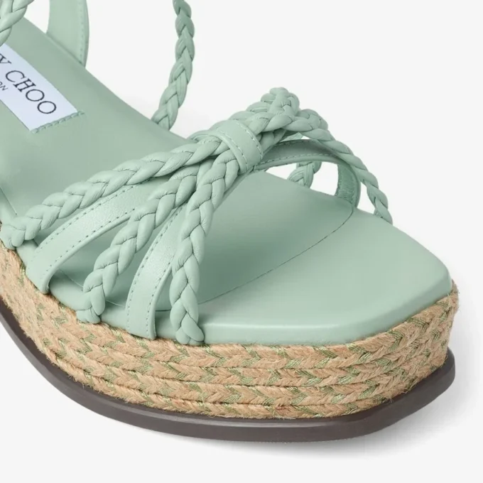 Nyra 60 Verde Nappa Leather Sandal Wedges