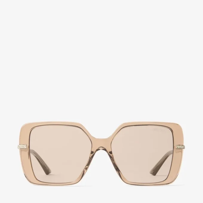 Pati Transparent Tan Square Sunglasses