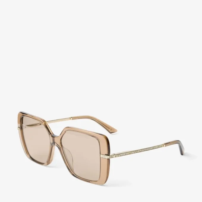 Pati Transparent Tan Square Sunglasses