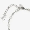 Pearl Crystal Anklet Silver-Finish Metal Anklet with Pearl, Crystal and Jc Monogram Charms
