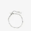 Pearl Crystal Anklet Silver-Finish Metal Anklet with Pearl, Crystal and Jc Monogram Charms