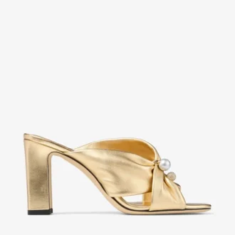 Rafi 85 Gold Metallic Nappa Leather Sandals