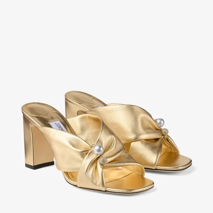 Rafi 85 Gold Metallic Nappa Leather Sandals