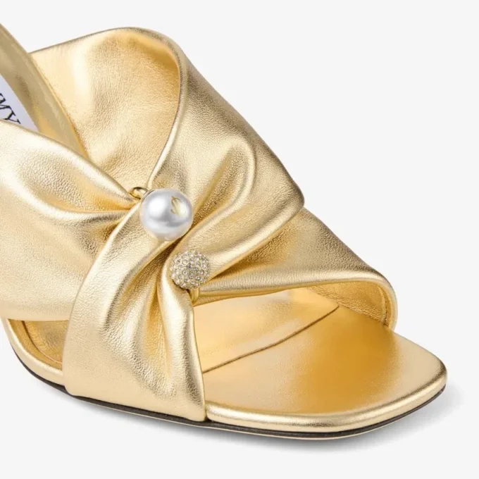 Rafi 85 Gold Metallic Nappa Leather Sandals