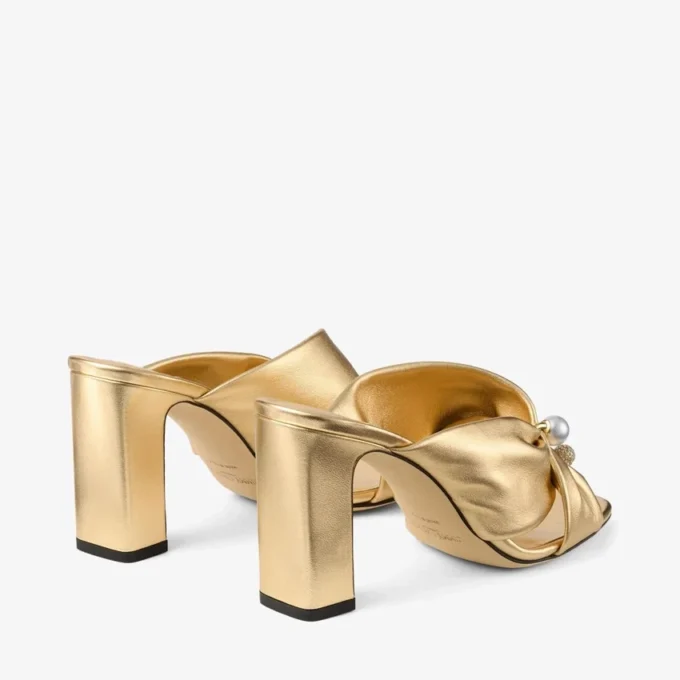 Rafi 85 Gold Metallic Nappa Leather Sandals