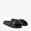 Rafi Flat Black Soft Glove Leather Flat Sandals