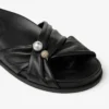 Rafi Flat Black Soft Glove Leather Flat Sandals