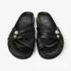 Rafi Flat Black Soft Glove Leather Flat Sandals