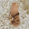 Rafi Flat Toffee Suede Flat Sandals