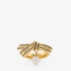 Ribbon Ring Gold Metal Ribbon Pearl Ring