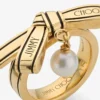 Ribbon Ring Gold Metal Ribbon Pearl Ring