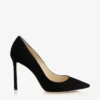 Romy 100 Black Suede Pointy Toe Pumps