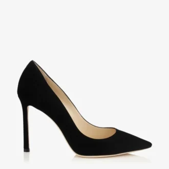 Romy 100 Black Suede Pointy Toe Pumps