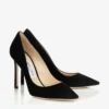 Romy 100 Black Suede Pointy Toe Pumps