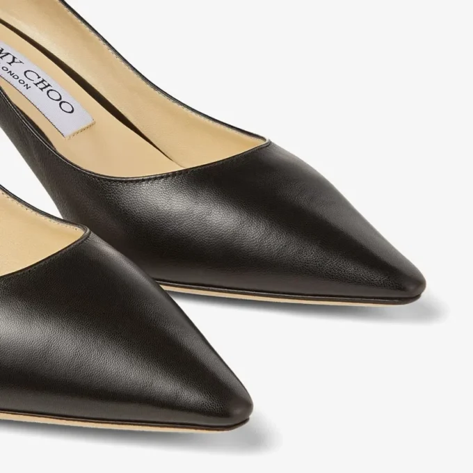 Romy 60 Black Kid Leather Pointed-Toe Pumps