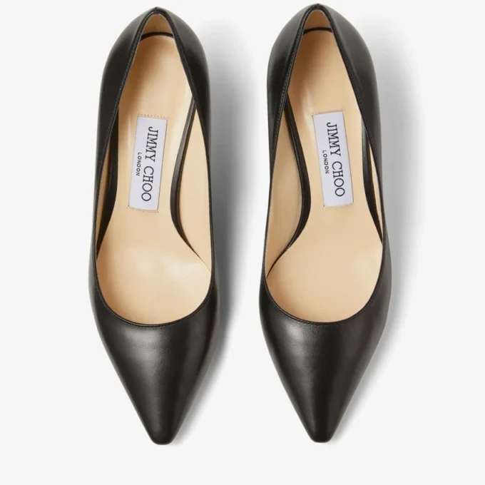 Romy 60 Black Kid Leather Pointed-Toe Pumps