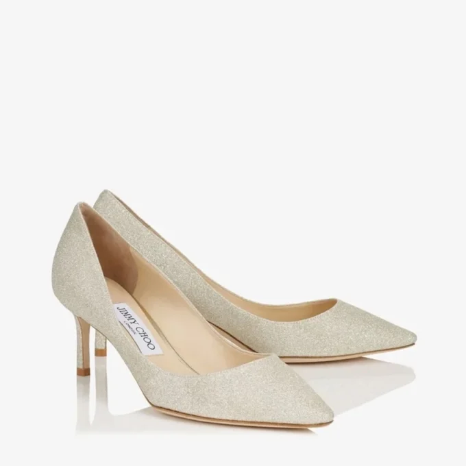Romy 60 Platinum Ice Dusty Glitter Pointy Toe Pumps