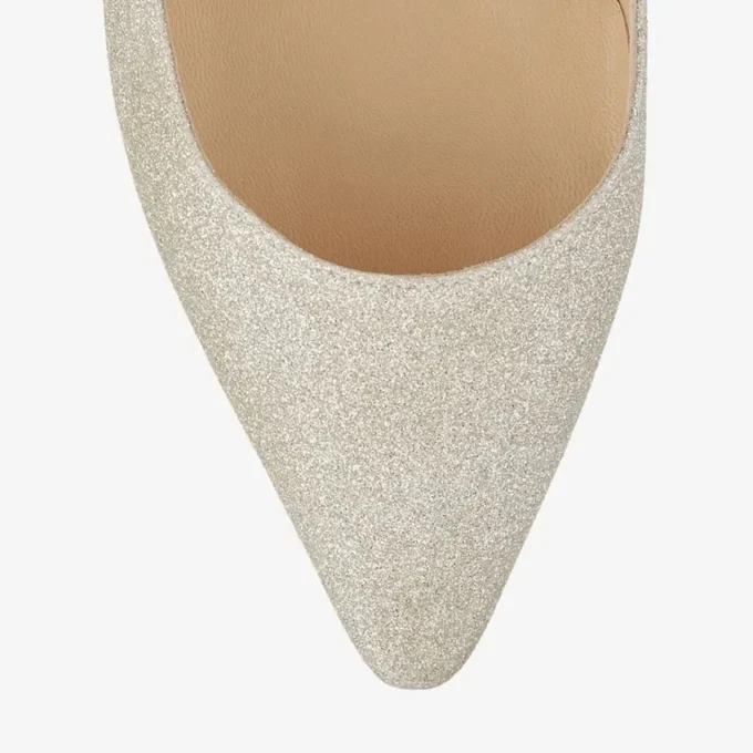 Romy 60 Platinum Ice Dusty Glitter Pointy Toe Pumps