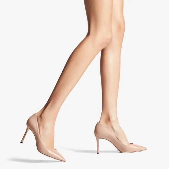 Romy 85 Ballet Pink Kid Leather Pointed Pumps