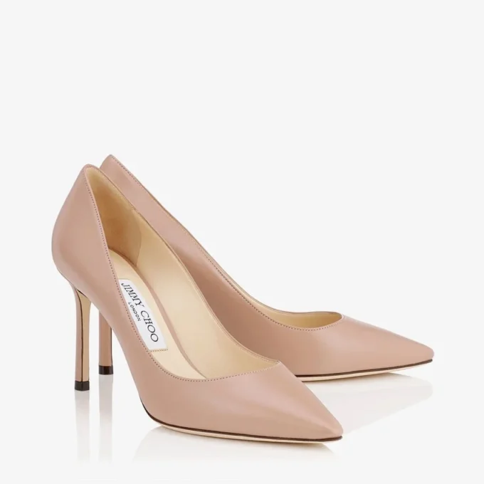 Romy 85 Ballet Pink Kid Leather Pointed Pumps