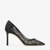Romy 85 Black Jimmy Choo Lace Pumps