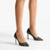 Romy 85 Black Jimmy Choo Lace Pumps