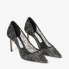 Romy 85 Black Jimmy Choo Lace Pumps