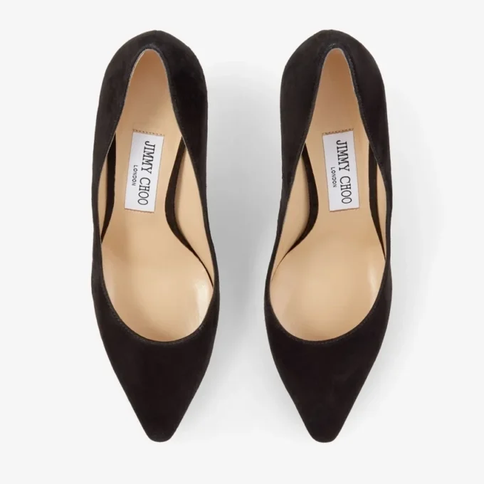 Romy 85 Black Suede Pointed Pumps