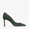 Romy 85 British Green Tonal Suede Pumps