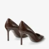 Romy 85 Chocolate Croc Embossed Leather Pumps