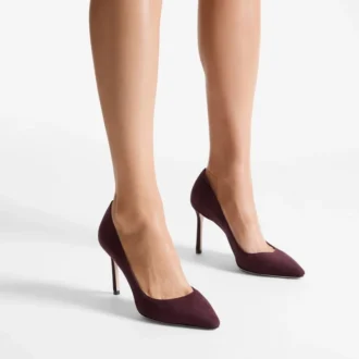 Romy 85 Deep Merlot Tonal Suede Pumps