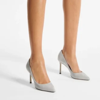Romy 85 Dove Tonal Suede Pumps