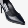 Romy 85 Marine Croc Embossed Leather Pumps