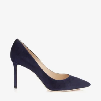 Romy 85 Navy Suede Pointy Toe Pumps