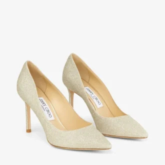 Romy 85 Platinum Ice Dusty Glitter Pointy Toe Pumps