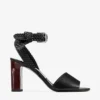 Rori 85 Black Shiny Calf Leather and Shiny Cork Sandals