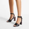 Rori 85 Black Shiny Calf Leather and Shiny Cork Sandals