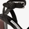 Rori 85 Black Shiny Calf Leather and Shiny Cork Sandals